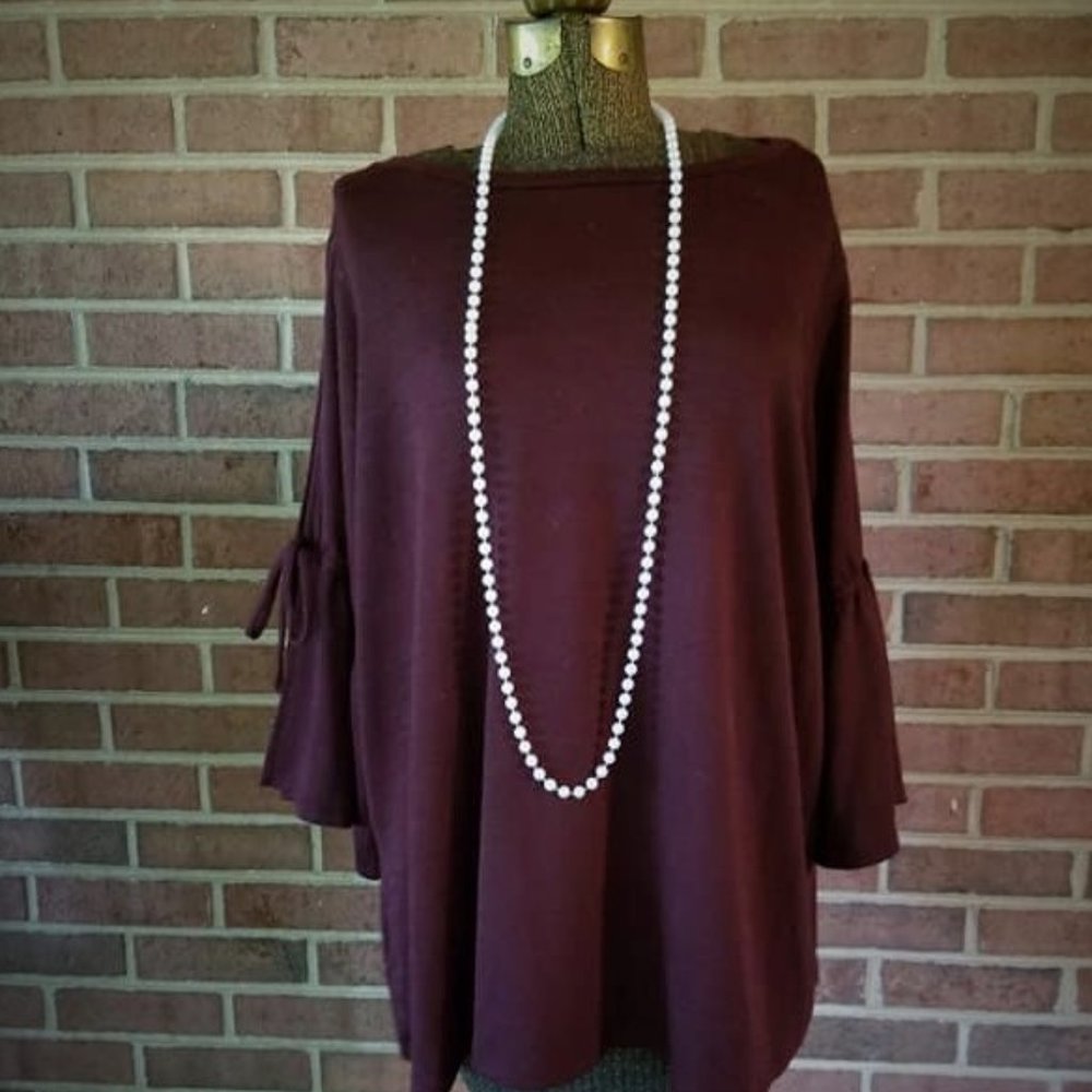 COPY - LOFT XL Burgundy Maroon Split Sleeve Sweat…